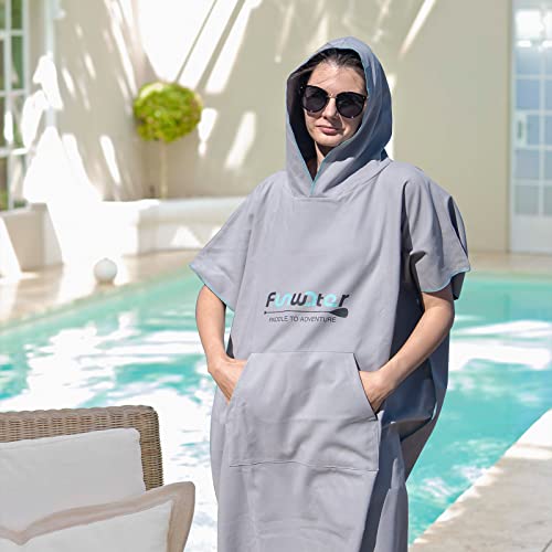 Funwater Surf Poncho Change Towel Robe Cloak With Hood And Inside Pocket,Changing Towel Poncho Quick Dry For Surfing Beach Swimming Outdoor #TOP3