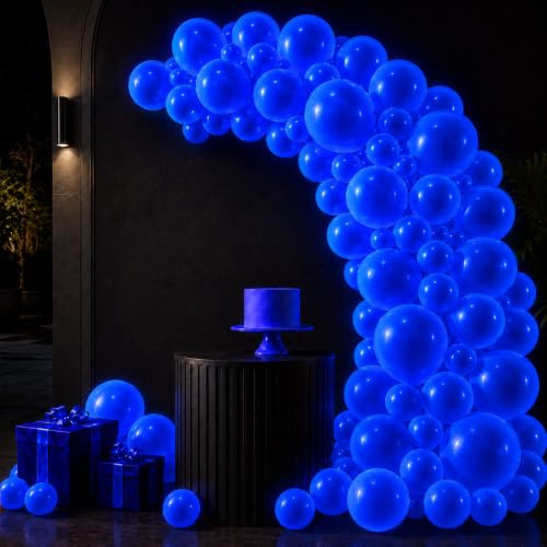 Image of 100 Pcs UV Neon Blue Balloons 12 inch Neon Party Supplies, Balloons, Glow in the Dark for Birthday, Graduation, Baby Shower,Wedding, Anniversary Valentines Party Decorations