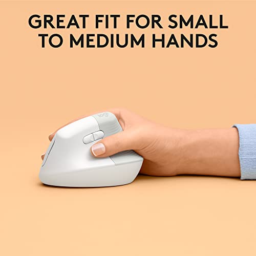 Logitech Lift for Mac Vertical Ergonomic Wireless Mouse - Off White | Bluetooth connectivity only, no USB receiver, quiet clicks, 4 customizable buttons, mac OS iPad OS compatible - image 6