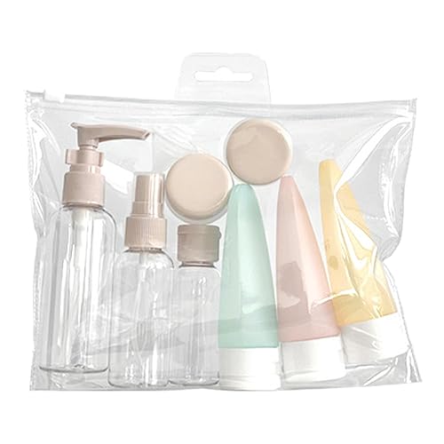 Juego de 11 botellas de viaje recargables, paquete de botellas de cosméticos, botellas de prensado, herramientas de maquillaje para viajes