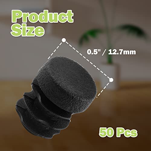 Image of Jiozermi 50 Pcs 1 /2 inch Round Plastic Plug, Black Round Plastic End Cap Furniture Finishing Plug for Pipe Post, Chairs and Furniture
