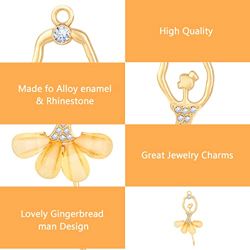Benbo Crystal Ballerina Charms Pendants, 14Pcs Inlaid Rhinestone Resin Ballet Dancer Pendants Diy Alloy Ballet Girl Dangle Beads Charms With Box, 7 Colors #TOP3