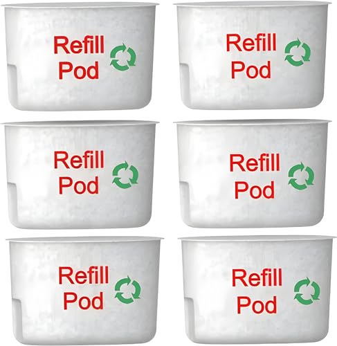 PurePods Refills for Reusable Water Filter Cartridge Compatible with Refillable Brita Maxtra* & Maxtra+* Jugs (Pack of 6)