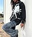 ISMT TZ TM Y2K Halloween Skull/Spider Print Hoodie Men's Casual Gothic Hooded Sweatshirt Fashion Tops Harajuku (Spider,Small)