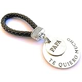 Llavero de cuero trenzado y mensaje personalizado: "Te quiero mucho papá".