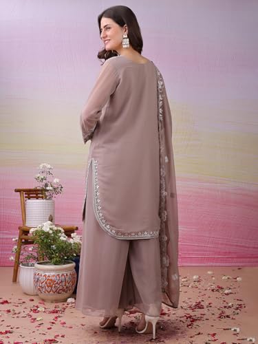 Image of Women's Embroidered Kurta Palazzo Set with Dupatta,Ethnic Suit, for Festive