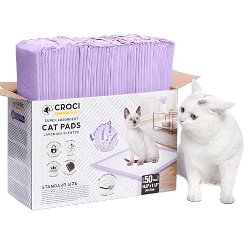 CROCI Lavender Cat Pads 16.9"x11.4" Inch, Generic Refills for Tidy Cats Breeze Litter System, Cat Liner Pads for Litter Box, 15 Cups Super Absorbent, Quick-Dry, Leak-Proof, Fresh Scented (50 Count) Cover