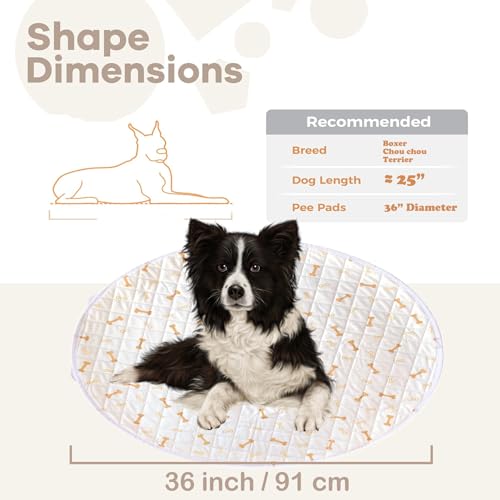 Image of Meow&Woof Reusable Puppy Pads - Washable Pee Pads for Dogs 100% Waterproof Round Playpen Mat, Super Absorbent and Durable Reusable Pee Pads for Dogs 36 Inch 1 Pack