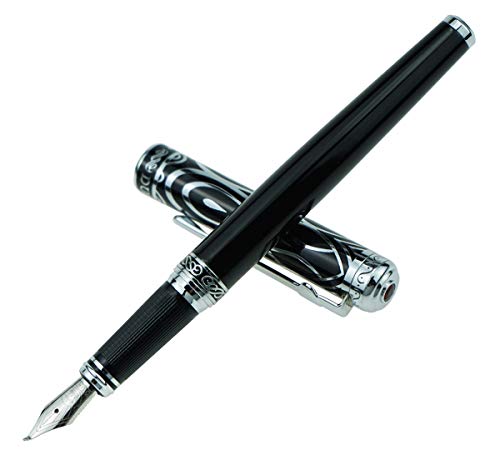 erofa Duke Ruby Black Fountain Pen Fude Nib with Original Gift Box, Iridium Bent Nib Writing Pen for Signature, Art Drawing,Calligraphy - Thumbnail 5