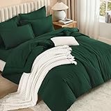 Litanika King Size Comforter Set Dark Emerald Green - 7 Pieces Bed in a Bag King Bedding Comforter Sets, Solid Lightweight Bed Set with Comforter, Sheets, Pillowcases & Shams
