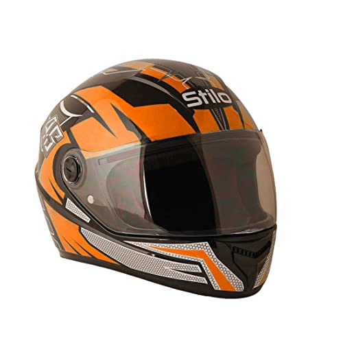 Sage Square ISI Certified ABS Clear Visor, High Standard Safety, Enhanced Design, Extra Comfort, Enhanced Design Proud 45 Full Face Graphic Helmet (Large, Black Glossy - Orange)