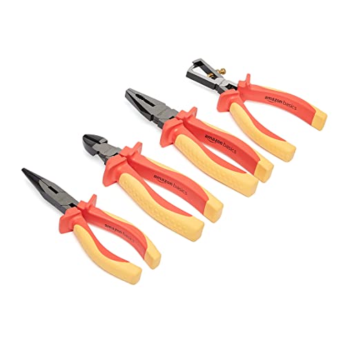 Amazon Basics 1000 Volt Vde Insulated Tool Set, Pliers And Screwdriver Industrial Tool Set 1-Piece Voltage Tester And 2-Piece Electrical Tape, 14-Piece #TOP3