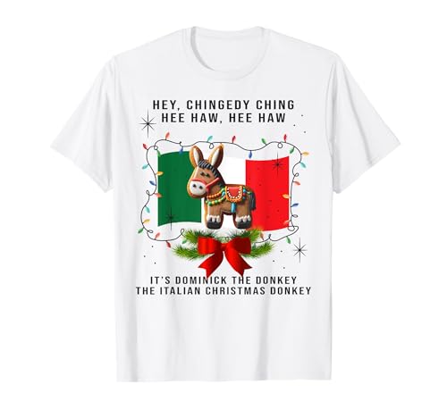 Dominick l'asino divertente italiano Babbo Natale Natale Maglietta