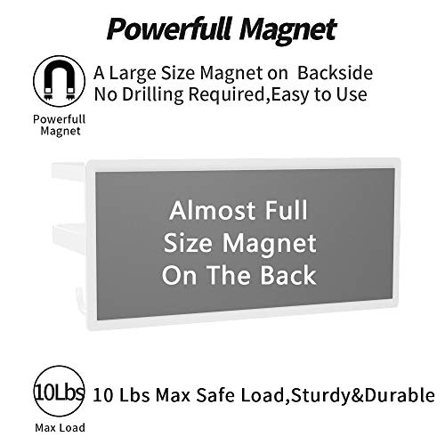 Yjsmo 6 Hooks Magnetic Key Holder With Tray,Magnetic Key Hooks,Coat Hooks,Magnetic Shelf For Keys,Letters, Magazines,Coats,Magnetic Key Rack,Used In Kitchen Or Office,Made Of Steel (White) #TOP5