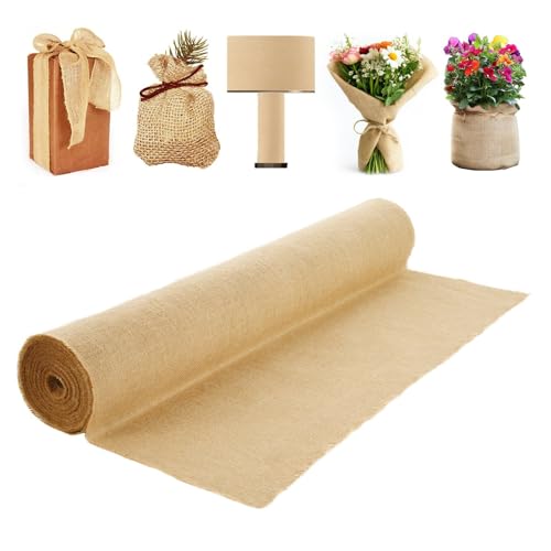 QIXINNET Natural Burlap Fabric Roll, 40 inch x 75 ft, High Density Jute Material for Garden, Crafts and Tree Protection DIY Crafts, Wedding, Garden Weed Barrier, Plants & Trees Winter Covering