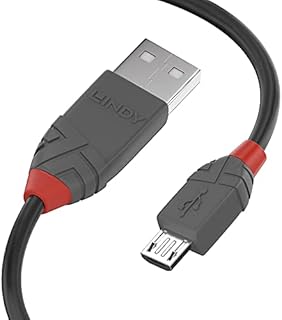 LINDY 36730 0.2 m Anthra Line USB 2.0 Type A to Micro-B Cable - Black