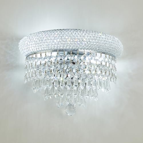 Image of 2-Lights Crystal Icicle Prisms Drops Wall Sconce Light for Living Room Dining Room Bathroom Vanity Mirrors Hallway Bedroom Closet Stairway (Chrome)