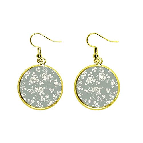 Pendientes de rosa dorados estilo hojas florales tipo joyas colgantes mujer