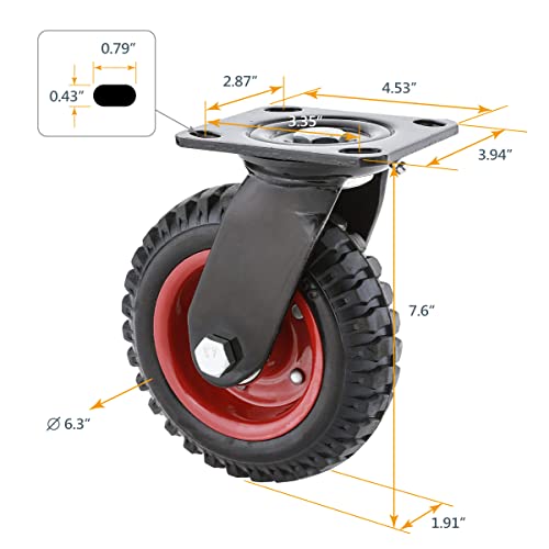 Powertec 17054V 6 Inch Caster Wheels Set Of 4 thumb #1