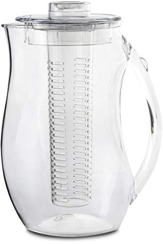 Circleware Acrylic Beverage Dispenser Pitcher with Fruit Infuser, Tube Insert, Lid & Handle