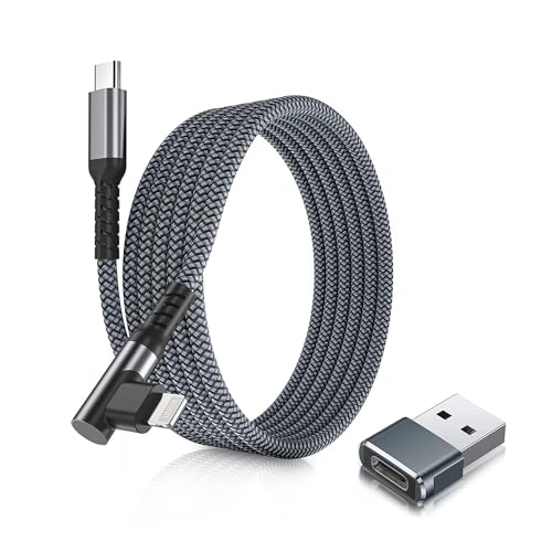 Basesailor USB C to Lightning Charger Cable Right Angled 6.6ft with USB A Adapter,Apple MFI Certified 90 Degree iOS Type C PD Fast Charging Cord for iPhone 11 12 13 14 10 Mini Pro Max,i11,i12,i13