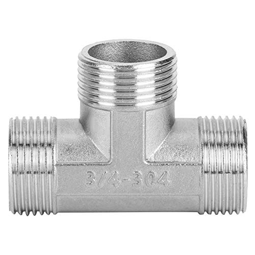 Tee Connector Pipe Fittings Stainless Steel 3/4 Male Thread T Shape Tee Adapter for Plumbing and Gas Applications High Durability Easy Installation