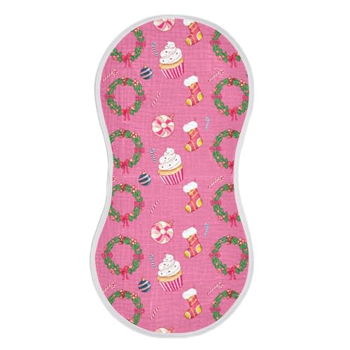 xigua Colorful Christmas Wreaths Muslin Baby Burp Cloths Set of 1, Super Soft & Absorbent Burping Rags, Cotton Burp Clothes Shower Gift for Newborn, Baby Girls and Boys