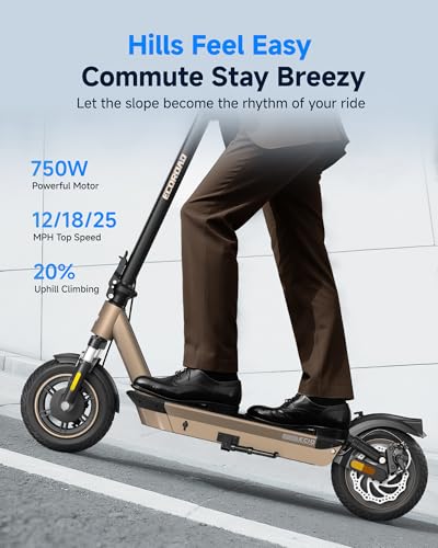 Image of ECOROAD Electric Scooter for Adults, 750W Motor & 25 MPH & 30-35 Miles Long Range, 8.5&10 inch Tires with Dual Suspension, Foldable Commuting E Scooter with App Control