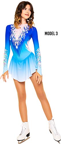 Sg.moda Figure Skating Dress/Italian Fabric, Made In Europe Style: A11 / White To Blue/Size: Small #TOP1
