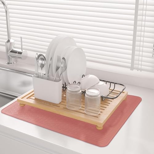 Image of Stove Top Cover for Electric Stove- Range Covers for Electric Stove,Silicone XXL Dish Drying Mat, Glass Cooktop Covers, Flat RV Range top Mats (Rosy, 28 inchx20 inch)