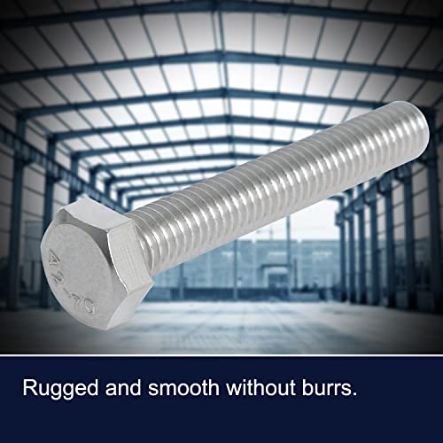 Image of M8 x 55mm Hex Head Bolts Screws Grade 6.8 Stainless Steel, Fasteners Fully Machine Threaded SUS304 10 Pcs