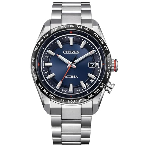 [シチズン] 腕時計 アテッサ 光発電エコ・ドライブ電波時計 防水 ネイビー CB0287-68L メンズ シルバー