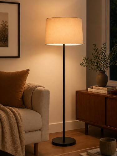 Modern Black Metal Pole Floor Lamp for Living Room, Tall Standing...