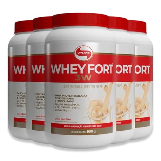 Kit 5 Whey Fort 3W Vitafor Banana 900g