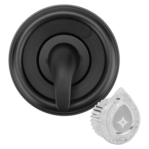 Shower Handle and Valve Kit, Black 2-Holes Wall-Mount Shower Handle & Valve Replacement Faucet Trim Kit Compatible with Moen Posi-Temp & Moentrol