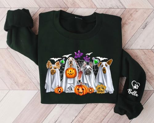 Pamaheart Custom German Shepherd Ghost Sweatshirt, Halloween Dog Sweatshirt, Ghost Dog Sweater, Halloween Mom Gifts for Women 5