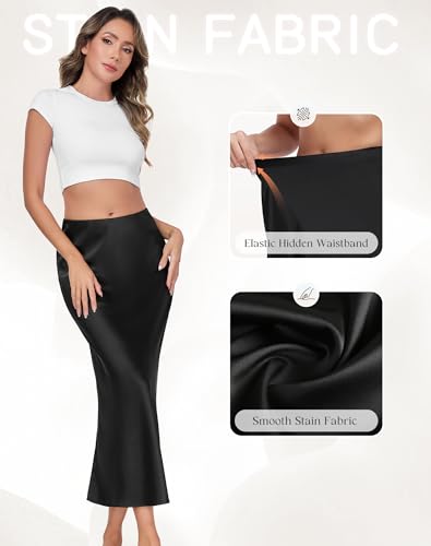 Long Half Slip for Women Under Dress Satin Slip Skirt Extenders Underskirt2