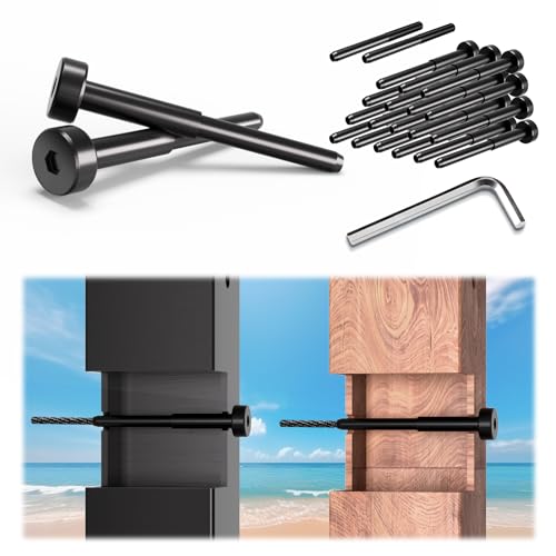 Image of 20Pack Swage 1 /10 inch 1 /8 inch Invisible Cable Railing Kit Tensioner Terminal Hidden - PVD Coating Long-Lasting Finish, T316 Stainless Steel Cable Railing Hardware for 2 inch x 2 inch Metal Wood Post, Black