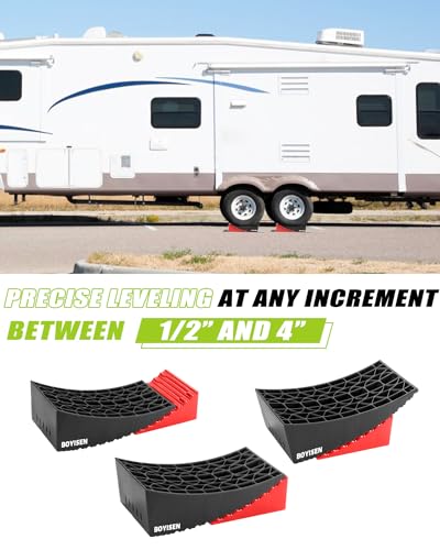 Boyisen BOY-CAMP1 Camper Levelers 2 Pack - Rv Leveling Blocks Ramp Kit Support Dual Axles Tandem Wheel Up To 35,000Lbs Rv Levelers thumb #6