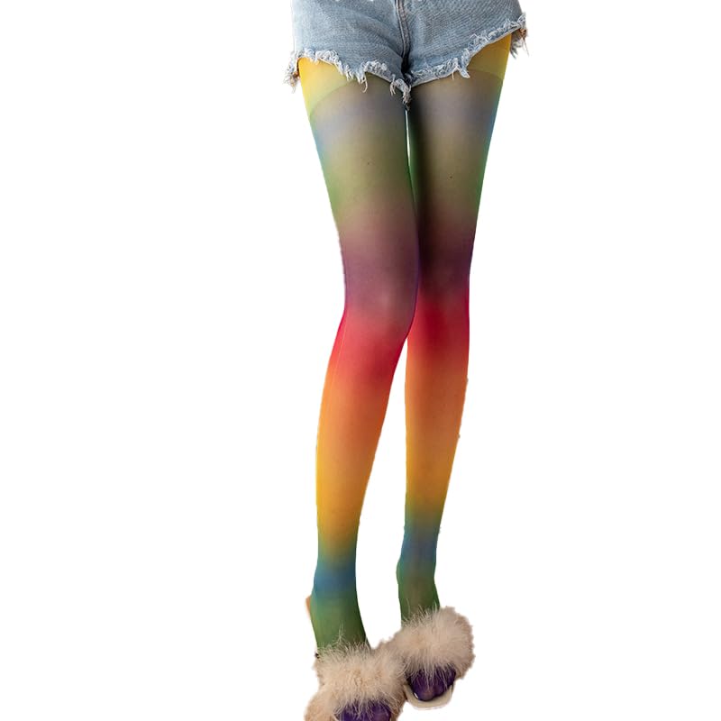 BrightGlow Transparente Strumpfhosen Damen Strumpfhose Regenbogen Ultra...