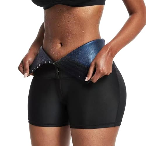 XFSRG Short Sudation Femme Amincissante Pantalon de Sudation Legging de Sport Transpiration Thermo Taille Haute Ventre Plat Anti Cellulite Short de Sauna pour...
