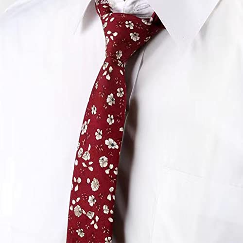 Image of Mantieqingway Men's Cotton Floral Neck Tie 2.56'' Printed Skinny Tie