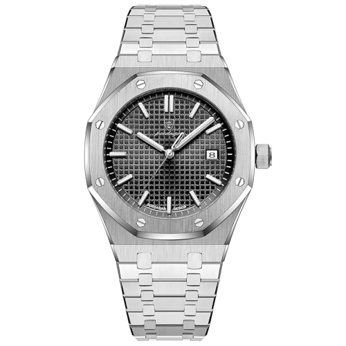 Reviews de Relojes los preferidos por los clientes. 44 Reloj de lujo para hombre tipo royal oak, diseño minimalista moderno, correa de acero inoxidable, movimiento de cuarzo japonés, estilo ejecutivo elegante (Negro)