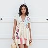 SOOKABEILA Women’s Boho Mini Dress Y2k Floral Print Deep V-Neck Puff Sleeve Short Dress 2025 Summer Loose Beach Sundress (Multi,M) #5