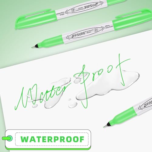 Image of Green Ultra Fine Point Permanent Markers, 20 Pack, 0.4 mm, Precision Extra Fine Tip for Detailed Writing, Art, Crafts & Labeling on Paper, Plastic, Glass, Metal, Waterproof, Fade-Resistant Ink
