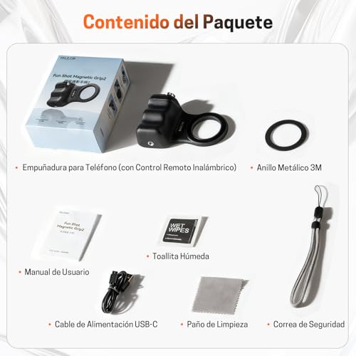 Jeebel Handle Grip Movil - Empuñadura Magnético para Smartphone con Mando a Distancia USB Inalámbrico & Rosca 1/4 Pulgada - Estabilizador Cámara para Teléfonos iPhone y Android para Selfie/Vlog/Video - imagen 9