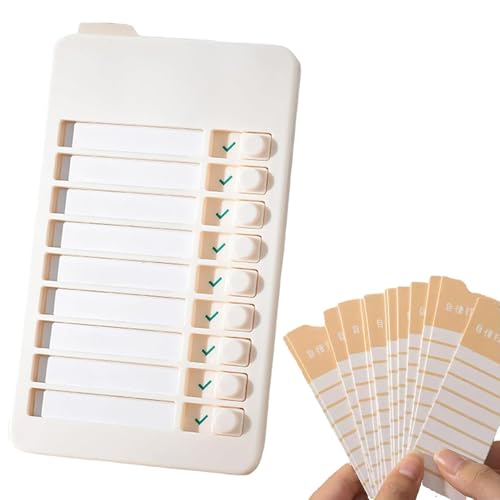 Refoiner 忘れ物チェッカー 忘れ物防止 タグ やることリスト 子供 やることボード タスクチェッカー 自律的なカードタイム管理 日常計画を実行し 26枚の交換ページ付属 日常業務チェック用 子供から大人まで適しています (ベージュ)