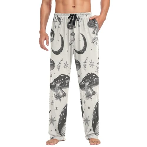 Men's Pajama Pants Mushrooms and Stars Sleep Pajama Lounge Pant with Pockets, Elastic Waistband3