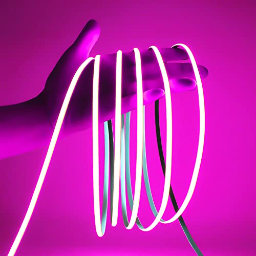 MALIIGAZA COB LED Strip 5mm 12V Rose 400 LED/m Ruban LED Décoratif CRI90 Lumière Douce Flexible DIY Intérieur (Sans Alimentation ni Contrôleur)