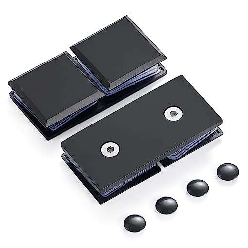 Ranbo Square Frameless Glass Clamp Connector/Shower Door Fixed Panel/Glass-to-Glass Corner Clamp,304 Stainless Steel,for 5/16"